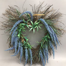Load image into Gallery viewer, Heart Wreath with Blue Flowers (15")
