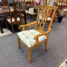 Load image into Gallery viewer, Wood Armed Chair with Cream &amp; Gold Seat (41x24x21)

