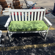 Load image into Gallery viewer, White Patio Love Seat Bench with Green Cushion (34x48x21)
