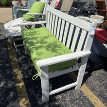 Load image into Gallery viewer, White Patio Love Seat with Green Cushion (34x48x21)
