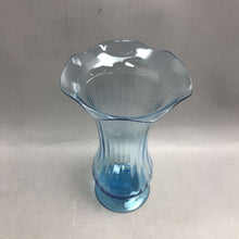 Load image into Gallery viewer, Ruffled Edge Blue Glass Vase (11")
