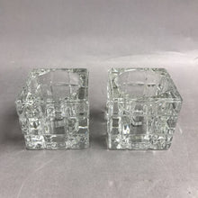 Load image into Gallery viewer, Set of 2 Square Clear Cut Glass Votive Holders (2.5x2.5x2.5)
