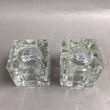 Load image into Gallery viewer, Set of 2 Square Clear Cut Glass Votive Holders (2.5x2.5x2.5)
