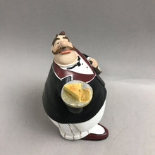 Load image into Gallery viewer, Whimsical Fat Waiter Figurine Holding Pie - Kitchen Decor (7")
