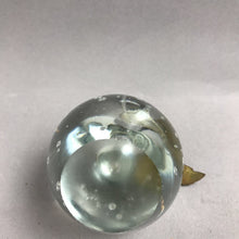 Load image into Gallery viewer, Vintage Crystal Art Glass Apple w/Brass Stem &amp; Bubbles Paperweight(3")
