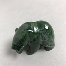 Load image into Gallery viewer, Vintage Nephrite Jade Hand Carved Bear Eating Fish (3.5x2”)
