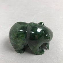Load image into Gallery viewer, Vintage Nephrite Jade Hand Carved Bear Eating Fish (3.5x2”)
