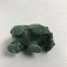 Load image into Gallery viewer, Vintage Nephrite Jade Hand Carved Bear Eating Fish (3.5x2”)

