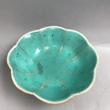 Load image into Gallery viewer, Antique Qing Dynasty Turquoise Enameled Small Lobed Floral Bowl Hand Painted (2x7)
