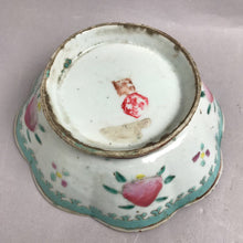 Load image into Gallery viewer, Antique Qing Dynasty Turquoise Enameled Small Lobed Floral Bowl Hand Painted (2x7)
