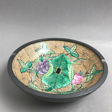 Load image into Gallery viewer, Chinese Porcelain Pewter Rim Ashtray Tobacco Leaf Pattern (6")
