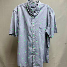 Load image into Gallery viewer, Chaps Chambray Palm Tree Print Button Down Short Sleeve Shirt (M)
