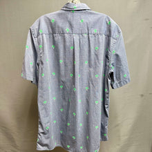 Load image into Gallery viewer, Chaps Chambray Palm Tree Print Button Down Short Sleeve Shirt (M)

