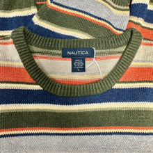 Load image into Gallery viewer, Vintage Nautica Olive Navy Orange Stripe Sweater (L)
