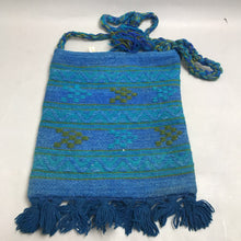 Load image into Gallery viewer, Vintage Hand Woven Greek Shoulder Bag Brown Blue Wool Folk Art Made in Greece (14x12)
