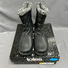 Load image into Gallery viewer, Totes Black Quilted Side Zip Waterproof Boots NIB (9)
