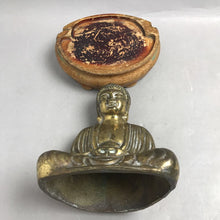 Load image into Gallery viewer, Vintage Bronze Buddha on Wood Base (8")
