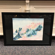 Load image into Gallery viewer, Black Framed Snowy Landscape with Pine Trees Print Signed (39x27)

