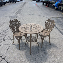 Load image into Gallery viewer, Cast Iron Outdoor Table Set w/2 Chairs (27x26x26)
