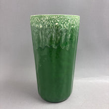 Load image into Gallery viewer, Vintage Green &amp; White Pottery Vase (9")
