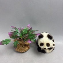 Load image into Gallery viewer, Faux Panda Bears in Glass Case with Plant (8x9x6)
