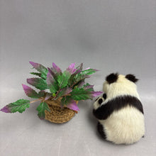 Load image into Gallery viewer, Faux Panda Bears in Glass Case with Plant (8x9x6)
