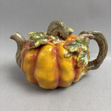 Load image into Gallery viewer, Pumpkin Teapot Thanksgiving Halloween Porcelain Decor (4")
