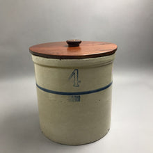 Load image into Gallery viewer, Blue Band Stoneware Crock w/Lid (4 Gallon)

