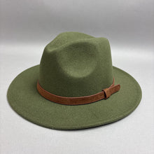 Load image into Gallery viewer, Green Polyester Wool Felt Fedora Hat (Medium)
