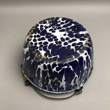 Load image into Gallery viewer, Antique Blue &amp; White Swirl Graniteware Bean Pot w/Handle (5x11)
