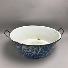 Load image into Gallery viewer, Vintage Blue Swirl Enamel Basin with Double Handles (5x16)
