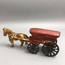 Load image into Gallery viewer, Vintage Cast Iron Coca-Cola Horse Drawn Covered Wagon (8")
