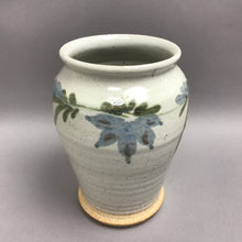 Load image into Gallery viewer, Handmade Floral Salt Glaze Blue Green Vase Studio Pottery (8")
