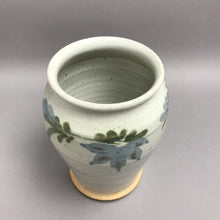 Load image into Gallery viewer, Handmade Floral Salt Glaze Blue Green Vase Studio Pottery (8")
