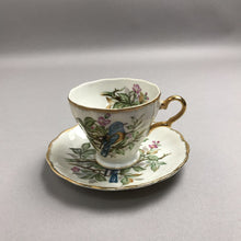 Load image into Gallery viewer, Vintage Hand Painted Bluebird China Teacup w/ Saucer (3")
