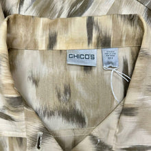Load image into Gallery viewer, Chicos Neutral Tone Abstract Print Silk Jacket (16/18)
