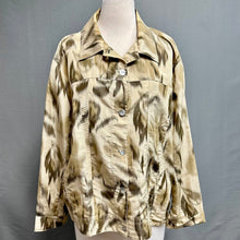 Load image into Gallery viewer, Chicos Neutral Tone Abstract Print Silk Jacket (16/18)
