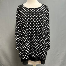Load image into Gallery viewer, Chicos Black &amp; White Polka Dot Mesh Overlay Top (16/18)
