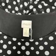 Load image into Gallery viewer, Chicos Black &amp; White Polka Dot Mesh Overlay Top (16/18)
