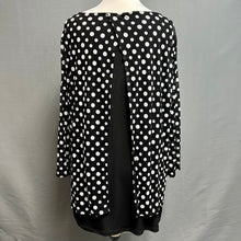 Load image into Gallery viewer, Chicos Black &amp; White Polka Dot Mesh Overlay Top (16/18)
