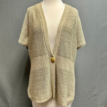 Load image into Gallery viewer, August Silk Tan Loose Weave Short Sleeve Cardigan (XL)
