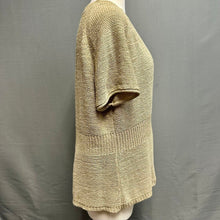 Load image into Gallery viewer, August Silk Tan Loose Weave Short Sleeve Cardigan (XL)
