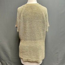 Load image into Gallery viewer, August Silk Tan Loose Weave Short Sleeve Cardigan (XL)
