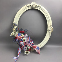 Load image into Gallery viewer, Vintage Patriotic White Painted Wood Frame (24x20)
