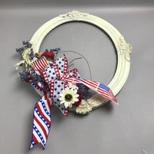Load image into Gallery viewer, Vintage Patriotic White Painted Wood Frame (24x20)
