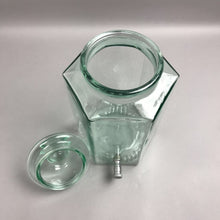 Load image into Gallery viewer, Vintagde Italian Hexagon Beverage Dispenser 5 Gallons Green Tint Glass Brass Spigot
