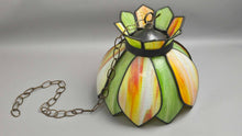 Load image into Gallery viewer, Orange &amp; Green Slag Glass Shade Hanging Light
