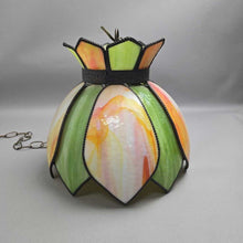 Load image into Gallery viewer, Orange &amp; Green Slag Glass Shade Hanging Light
