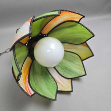 Load image into Gallery viewer, Orange &amp; Green Slag Glass Shade Hanging Light
