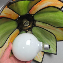 Load image into Gallery viewer, Orange &amp; Green Slag Glass Shade Hanging Light

